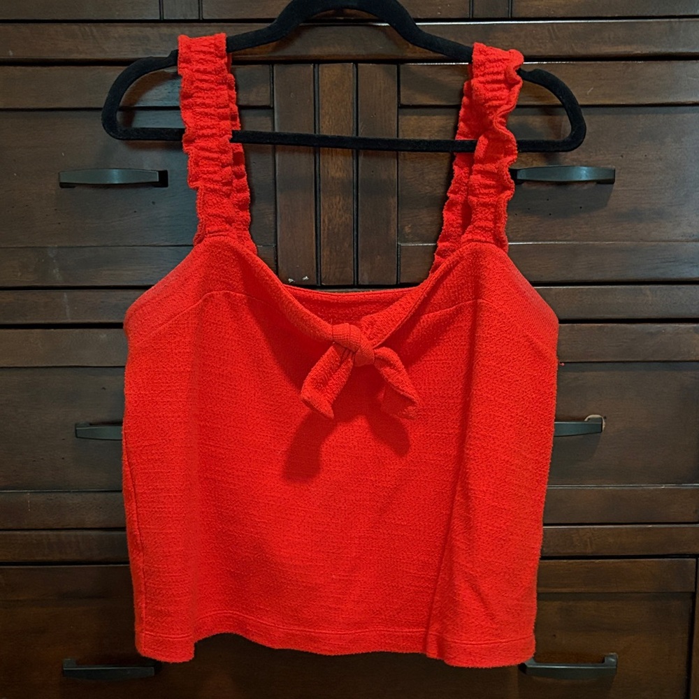 Madewell Red Tank Top with Ruffled Straps